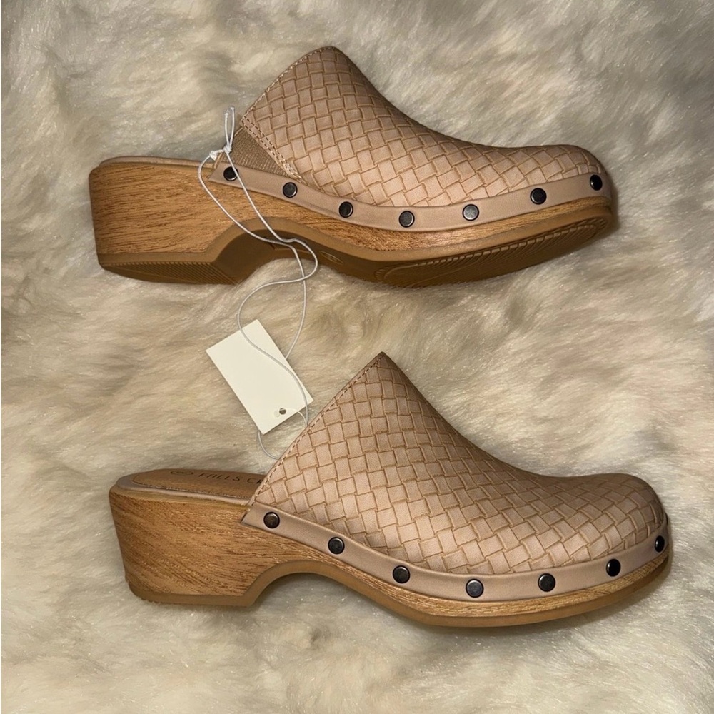 Falls Creek Woven Tan Clog Mules